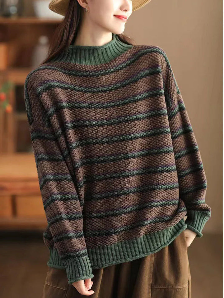 Turtleneck Stribet Striktrøje Oversized
