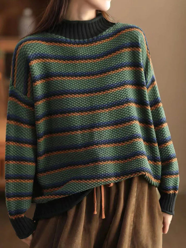 Turtleneck Stribet Striktrøje Oversized
