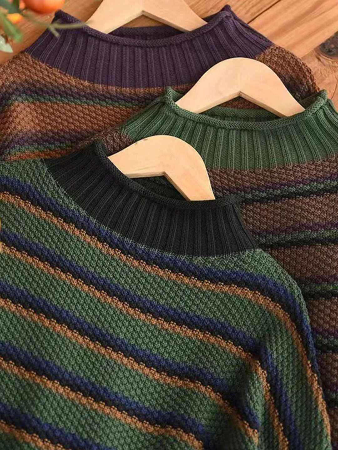Turtleneck Stribet Striktrøje Oversized
