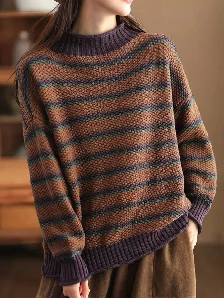 Turtleneck Stribet Striktrøje Oversized