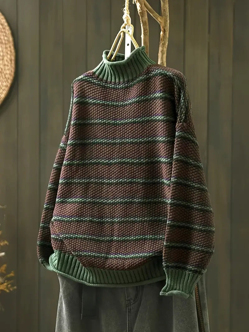 Turtleneck Stribet Striktrøje Oversized