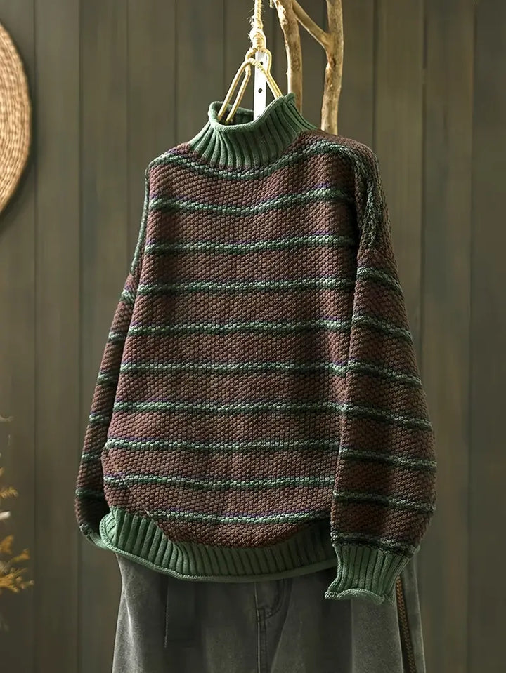 Turtleneck Stribet Striktrøje Oversized