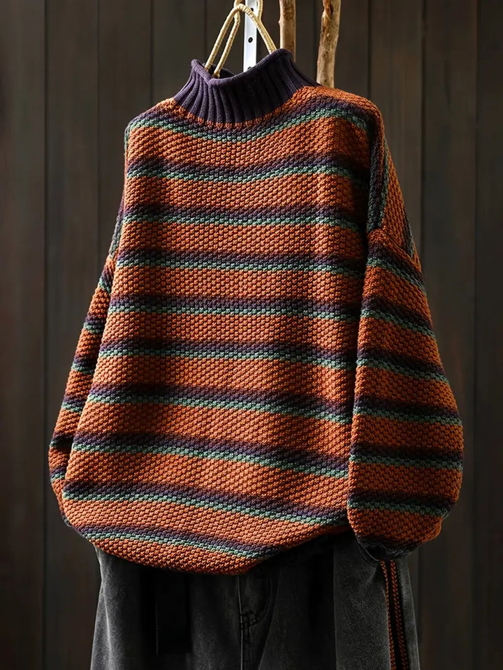 Turtleneck Stribet Striktrøje Oversized