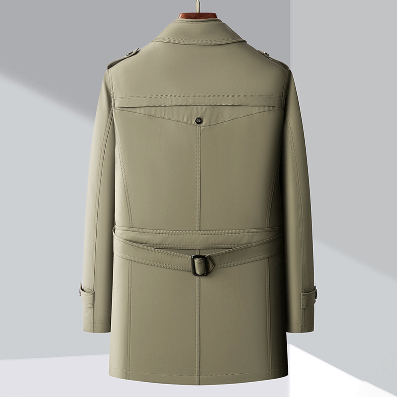 Herrers Dobbeltraddet Trenchcoat med Epauletter