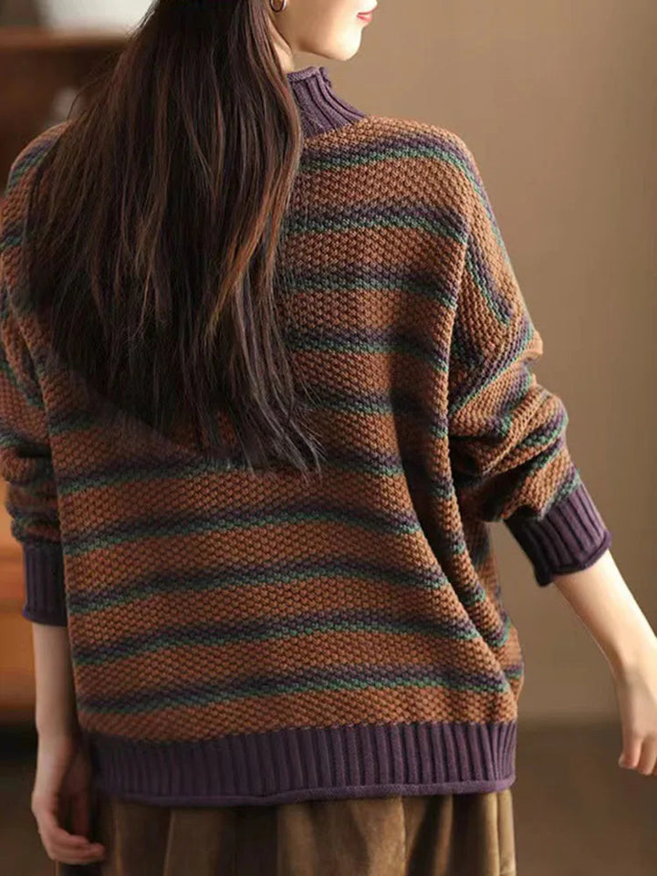 Turtleneck Stribet Striktrøje Oversized