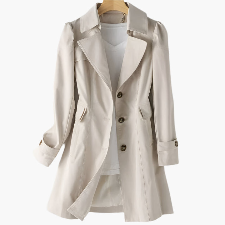 Rikke | Elegant Lang Trenchcoat i Klassisk Efterårsstil til Dame
