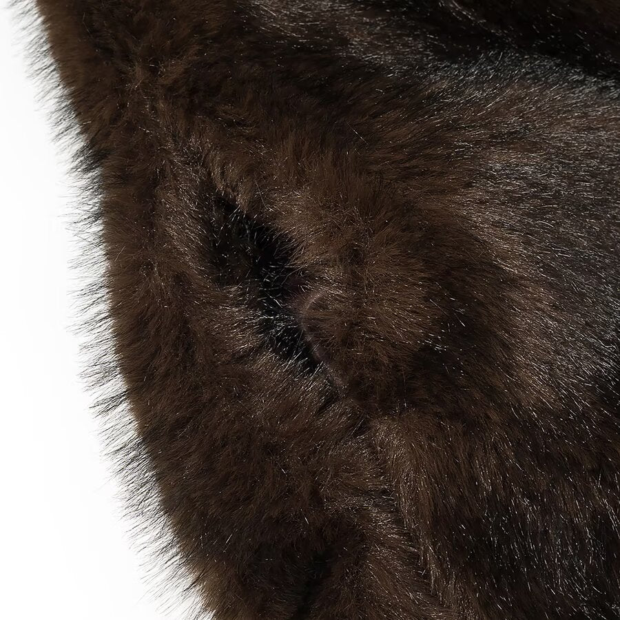 Kunstpels Frakke med Stort Krave og Oversized Fit