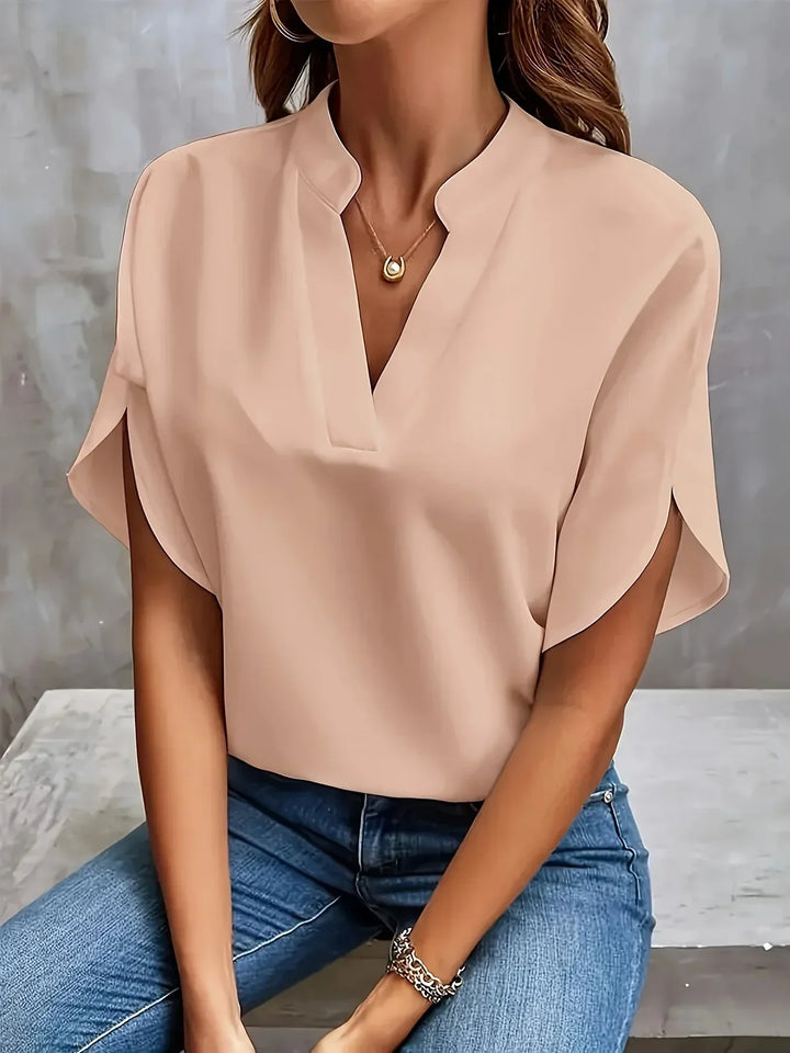 Bettina | Dame Elegant Split Ærme V-Hals Bluse