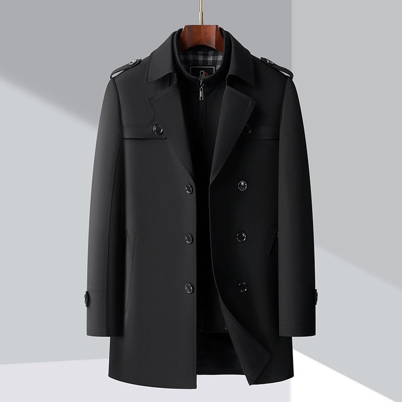 Herrers Dobbeltraddet Trenchcoat med Epauletter