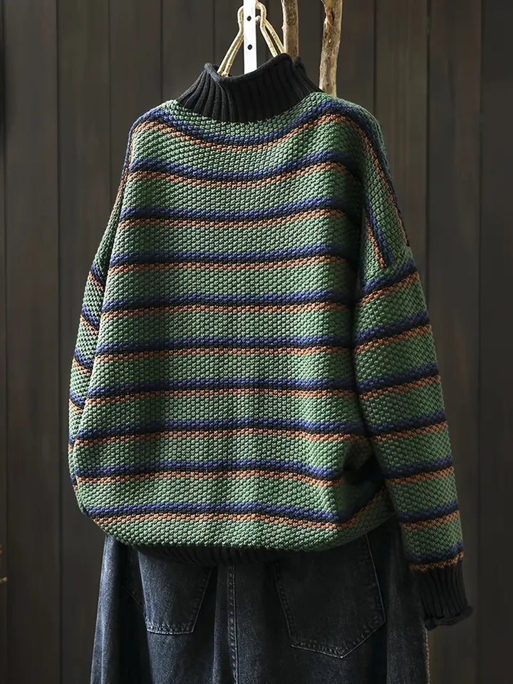 Turtleneck Stribet Striktrøje Oversized
