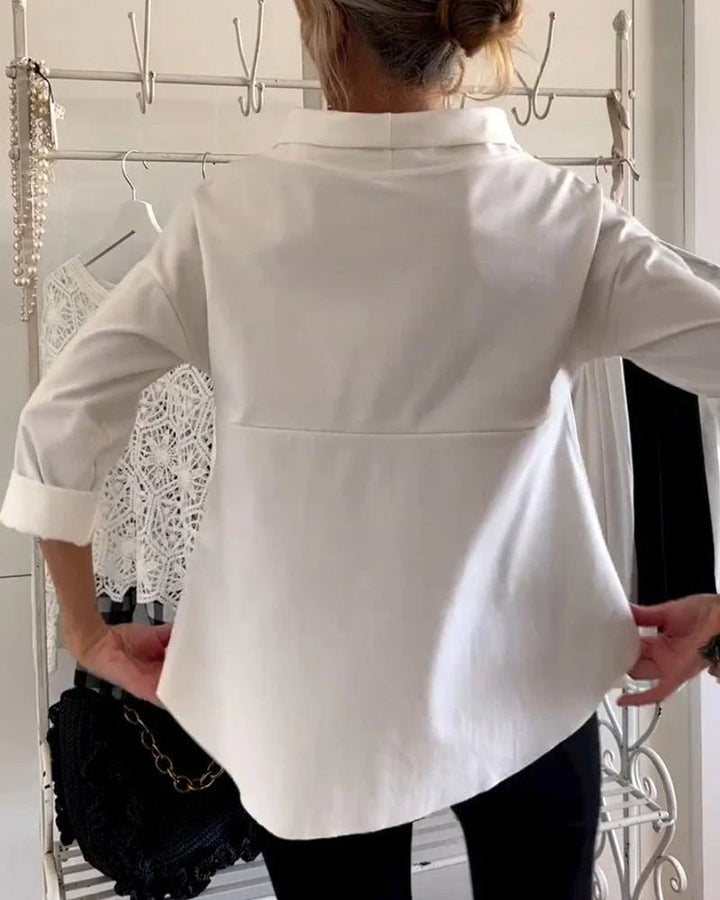 Olivia | Dame Afslappet Bateau-hals Bluse med 3/4-ærmer Dropped Shoulder