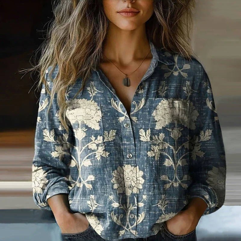 Karla | Dame Bohemisk Vintage Paisley Langærmet Skjortebluse