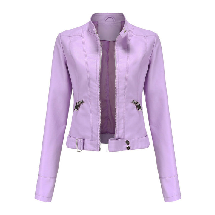 Karla | Dame Cropped Biker Leather Jacket Imitationslæder Lynlås