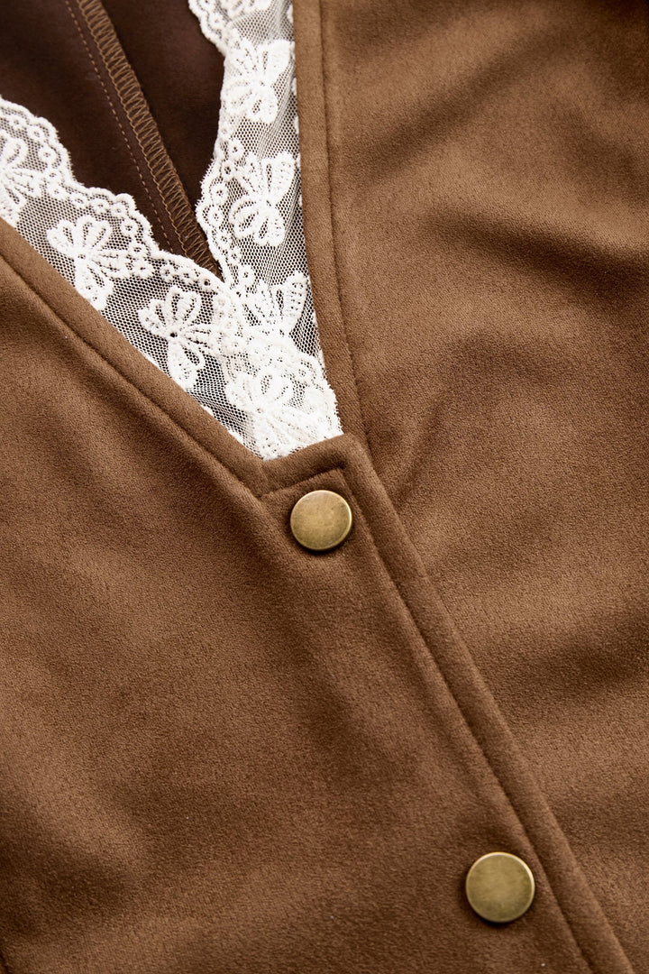 Laura | Dame Fitted Western Bluse Blondeermer Dyb V-udskæring Trykknapper