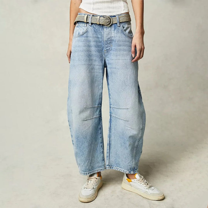 Ida | Dame Højtaljede Barrel-Leg Jeans Afslappet Pasform