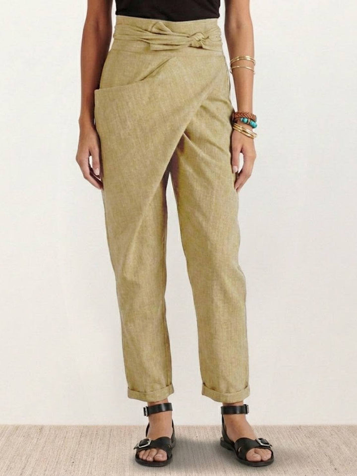 Mathilde | Dame Højtaljede Wrap-Front Afsmalnende Cropped Bukser