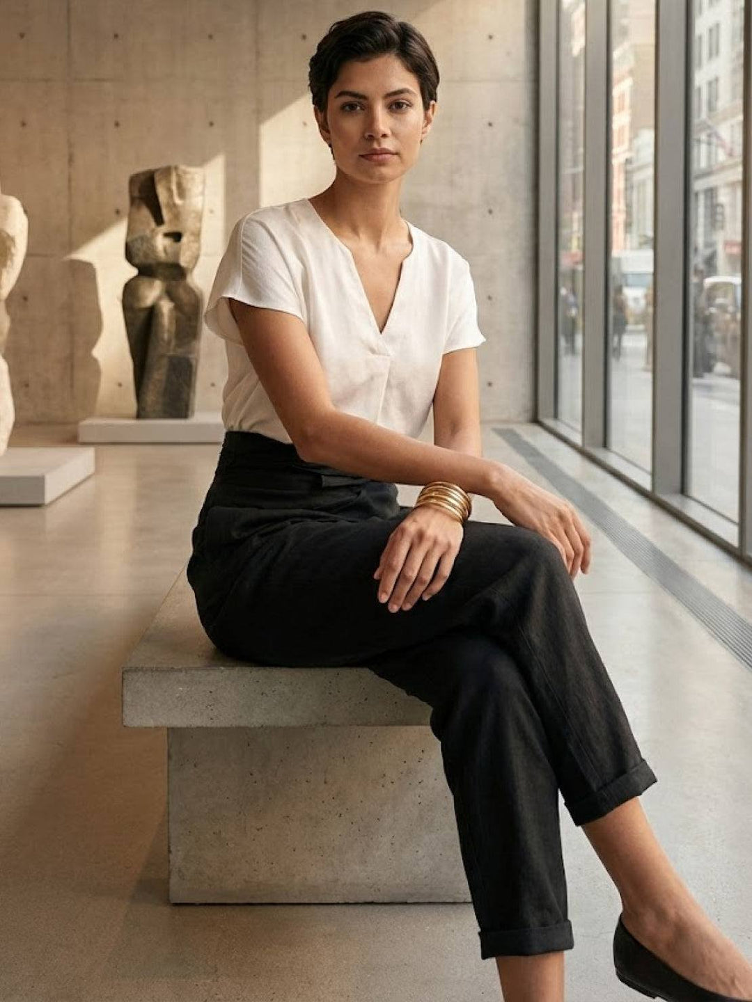 Mathilde | Dame Højtaljede Wrap-Front Afsmalnende Cropped Bukser