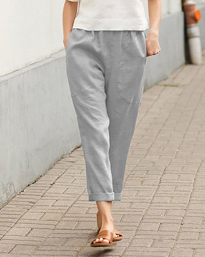 Laura | Dame Hør Bomulds Harem Bukser Afslappet Tapered