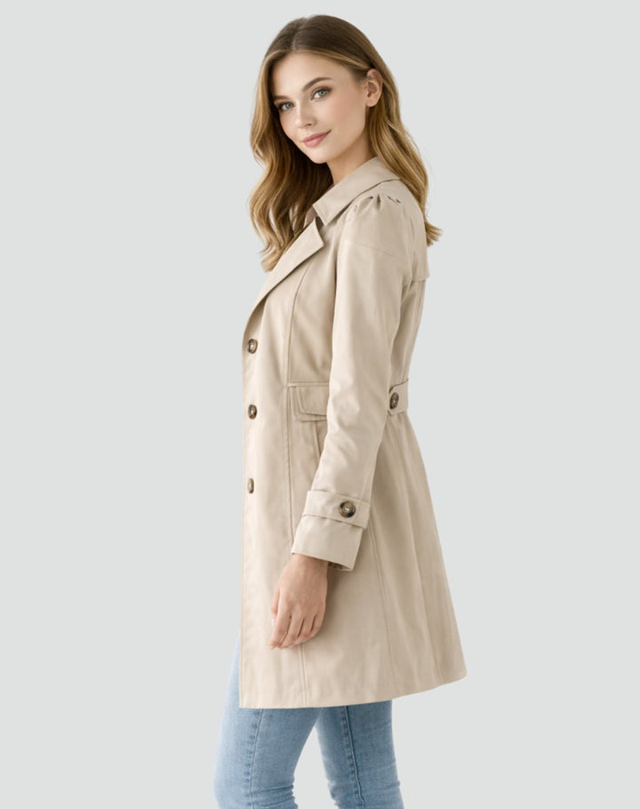 Nora | Dame Klassisk Midlang Trench Coat Skræddersyet Revers
