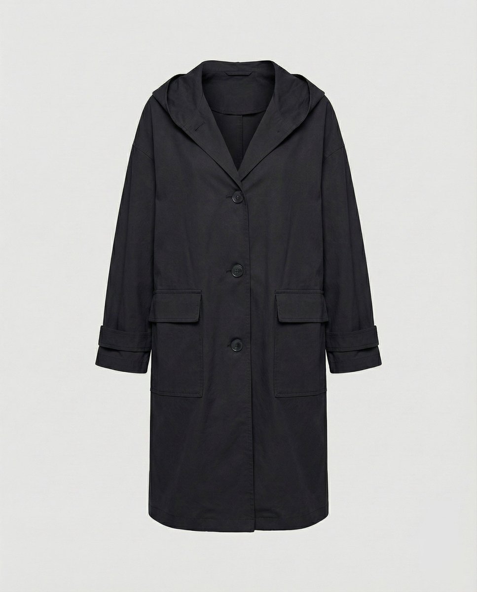 Lea | Dame Lang Vandafvisende Hættet Trench Coat Vindtæt