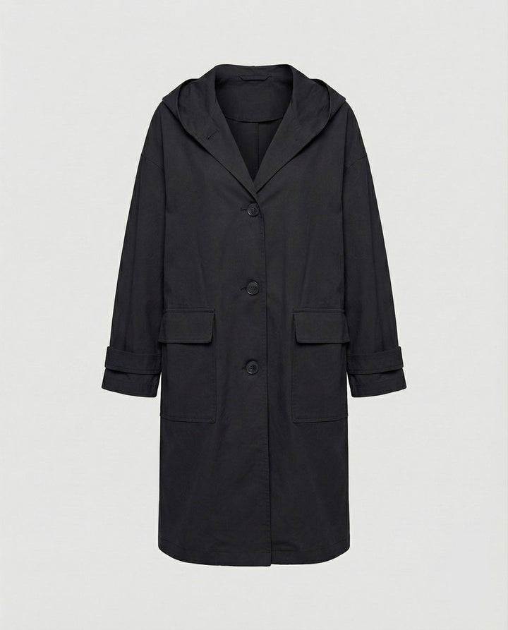 Lea | Dame Lang Vandafvisende Hættet Trench Coat Vindtæt
