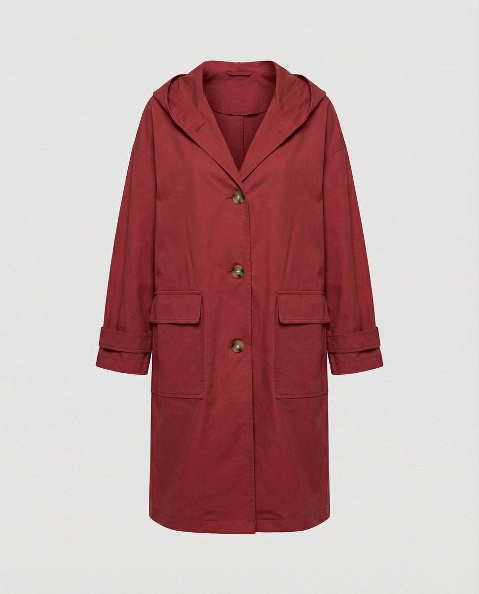 Lea | Dame Lang Vandafvisende Hættet Trench Coat Vindtæt