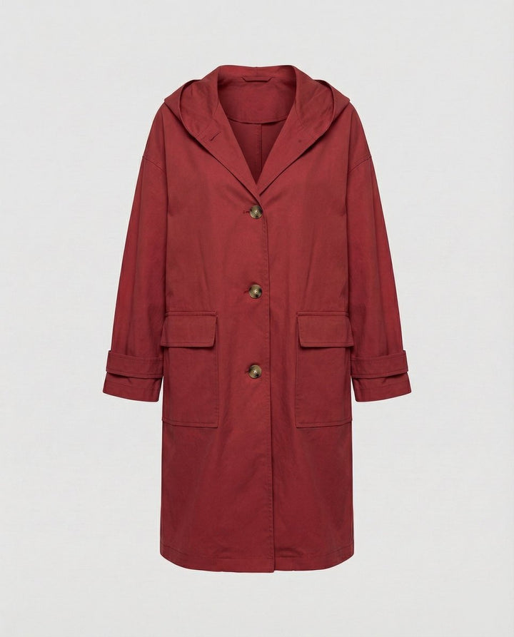 Lea | Dame Lang Vandafvisende Hættet Trench Coat Vindtæt