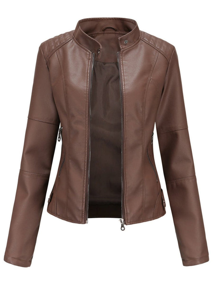 Maja | Dame Leather Jacket Skræddersyet Lynlås Biker Jakke