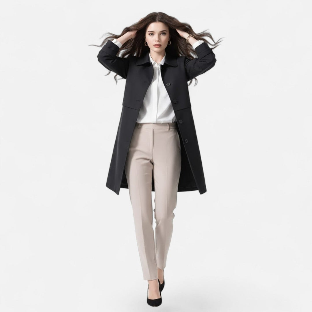 Anna | Dame Midi Uldblendet Dobbeltradet Trench Coat
