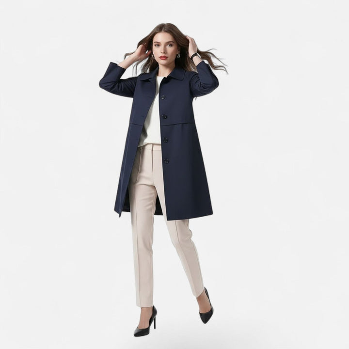 Anna | Dame Midi Uldblendet Dobbeltradet Trench Coat