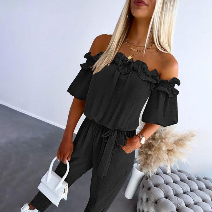 Liv | Dame Off-Shoulder Frynse Bindebånd Jumpsuit