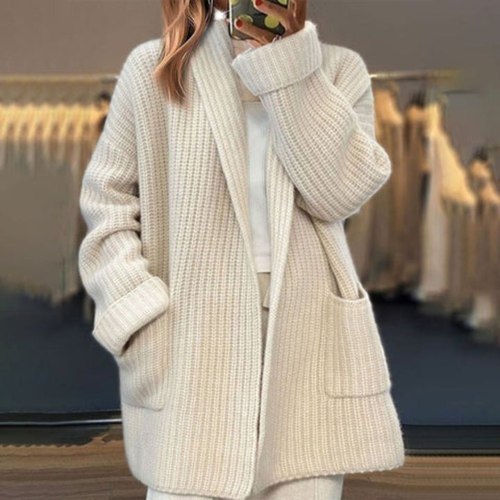 Freja | Dame Oversize Strikket Cardigan Løst Snit Lommer