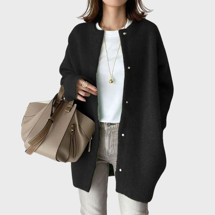 Olivia | Dame Oversized Cashmere Cardigan med Trykknapper