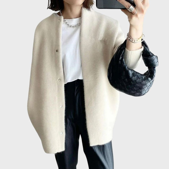 Olivia | Dame Oversized Cashmere Cardigan med Trykknapper
