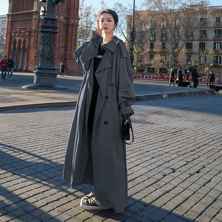 Clara | Dame Oversized Dobbeltknappet Maxi Trench Coat