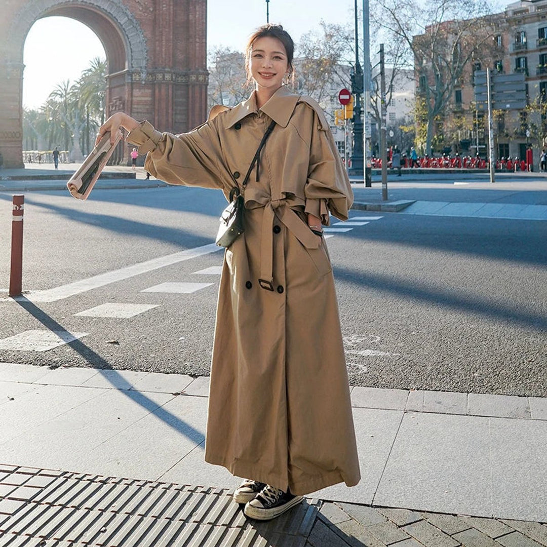 Clara | Dame Oversized Dobbeltknappet Maxi Trench Coat