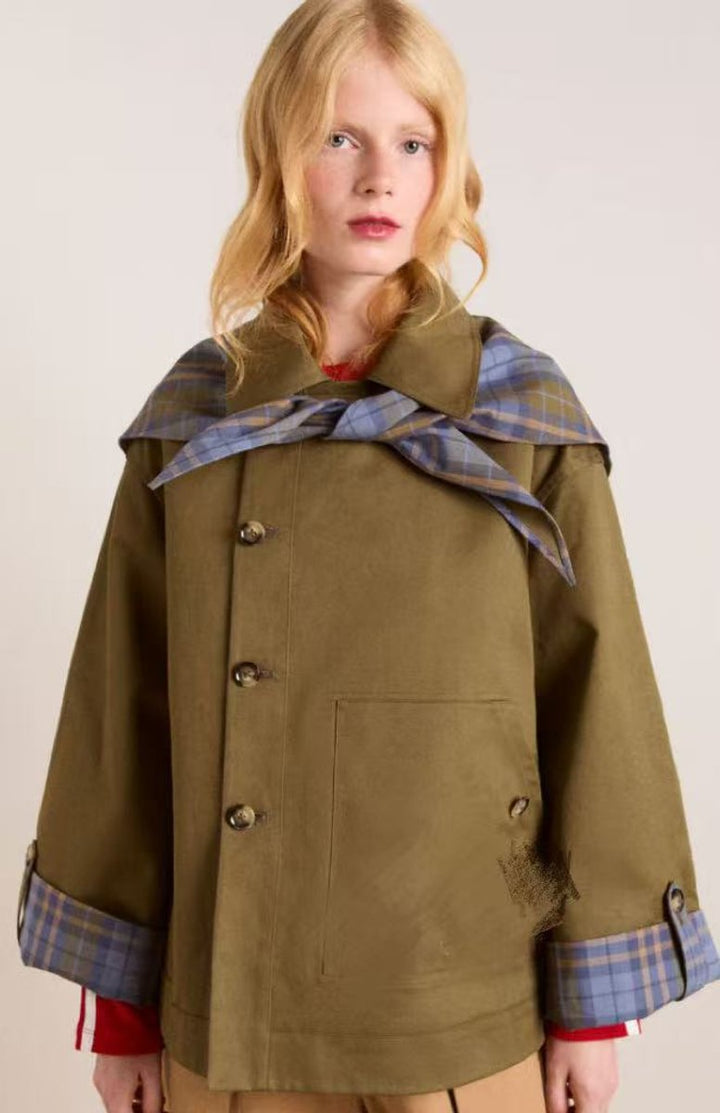 Sofia | Dame Oversized Dobbeltknappet Ternet Trench Coat