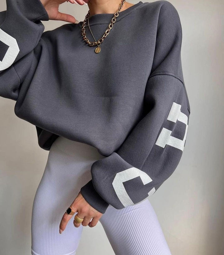 Maja | Dame Oversized Varsity-Print Crewneck Sweatshirt