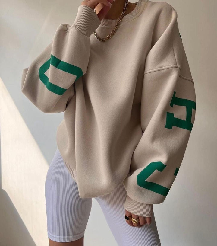 Maja | Dame Oversized Varsity-Print Crewneck Sweatshirt