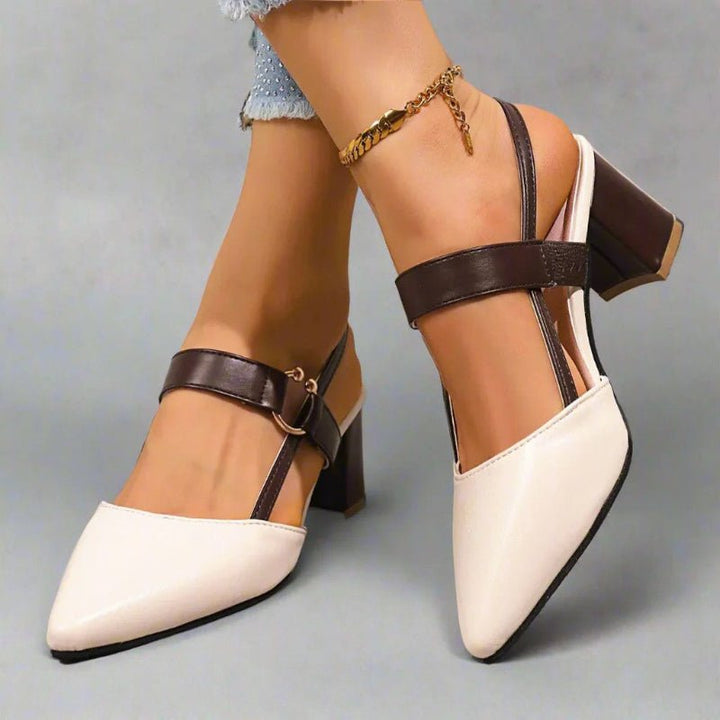 Ida | Dame Spids Blokhæl T-Rem Pumps