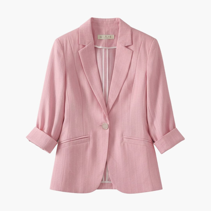 Agnes | Dame Trekvart Ærme Hør Blazer med Enkelt Knap