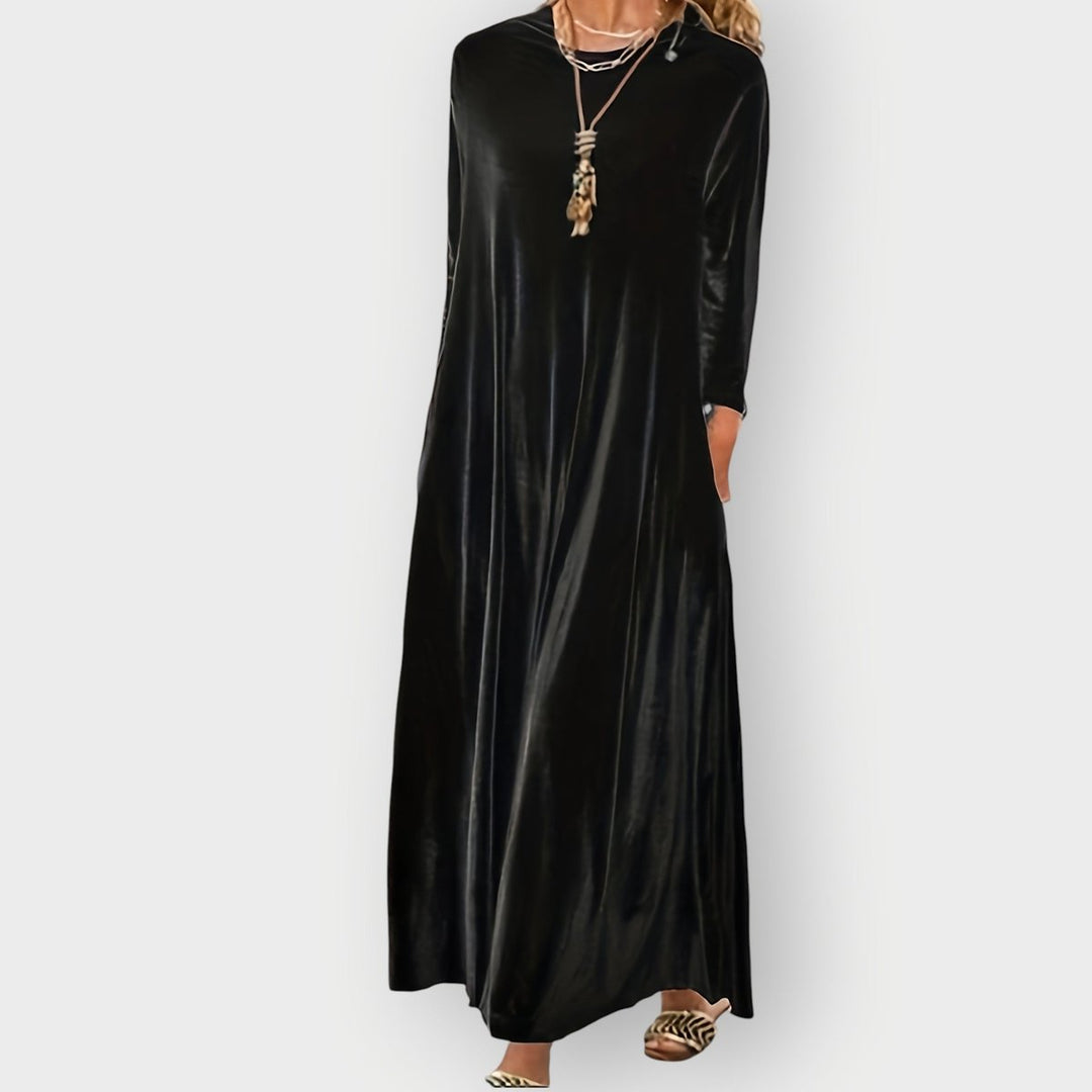 Ida | Dame Velvet Maxi Formal Dresses Langærmet Aftenkjole