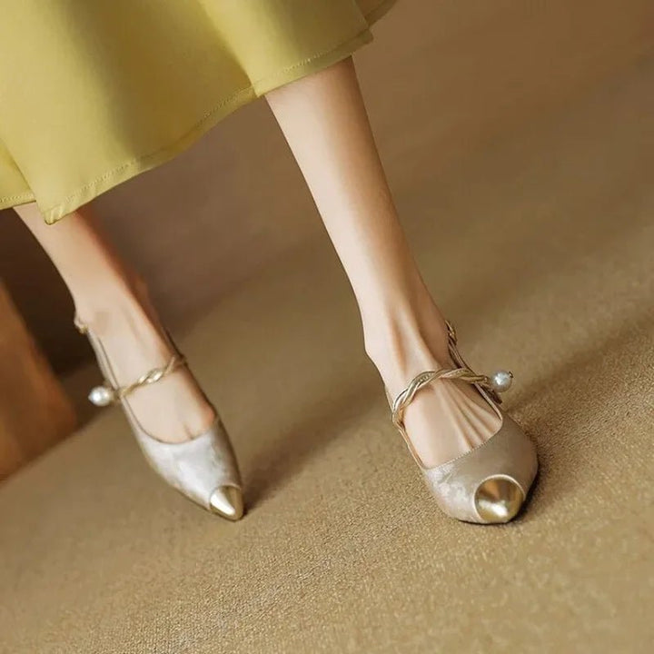 Nora | Damers Blomsterjacquard Spidstå Kitten Heel Slingback Pumps
