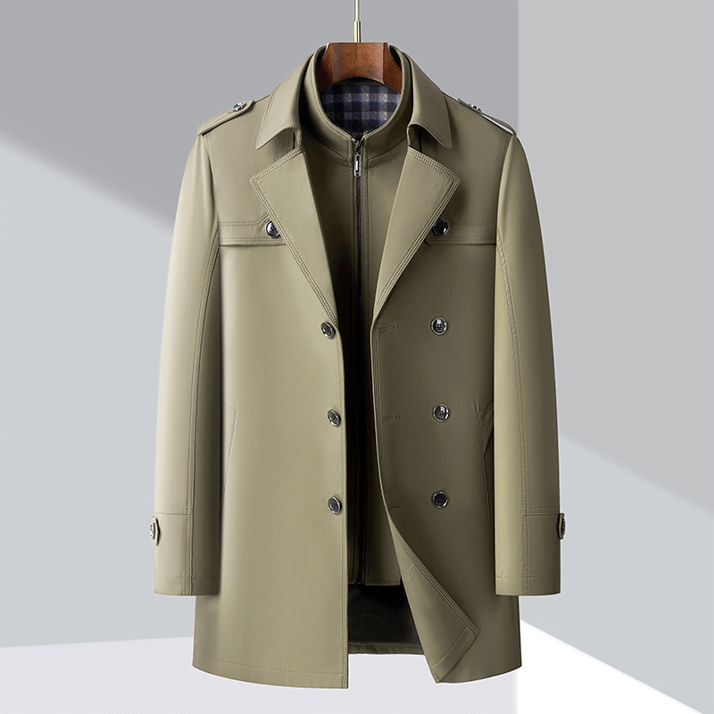 Herrers Dobbeltraddet Trenchcoat med Epauletter