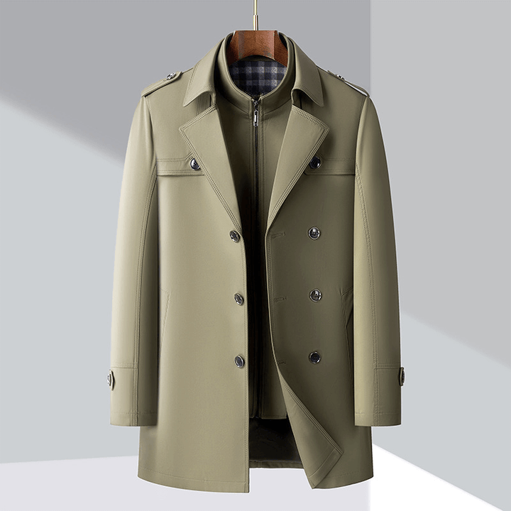 Herrers Dobbeltraddet Trenchcoat med Epauletter