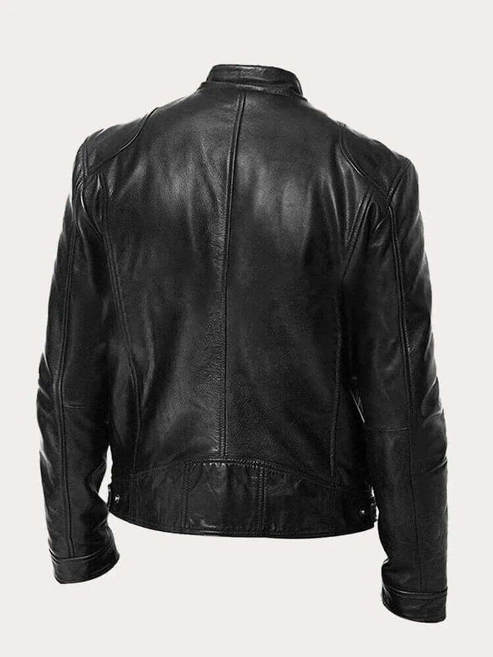 Malthe | Herre klassisk læder jacket sort biker jakke i ægte læder