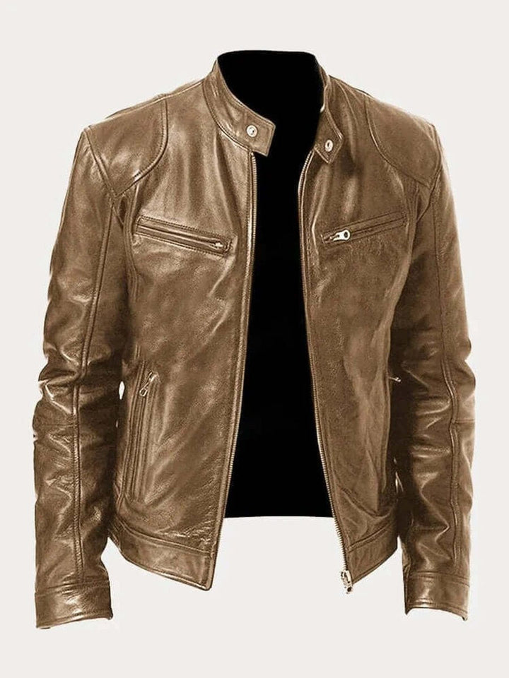 Malthe | Herre klassisk læder jacket sort biker jakke i ægte læder