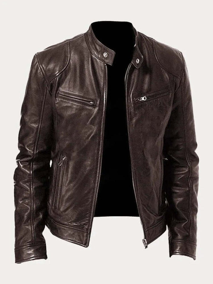 Malthe | Herre klassisk læder jacket sort biker jakke i ægte læder