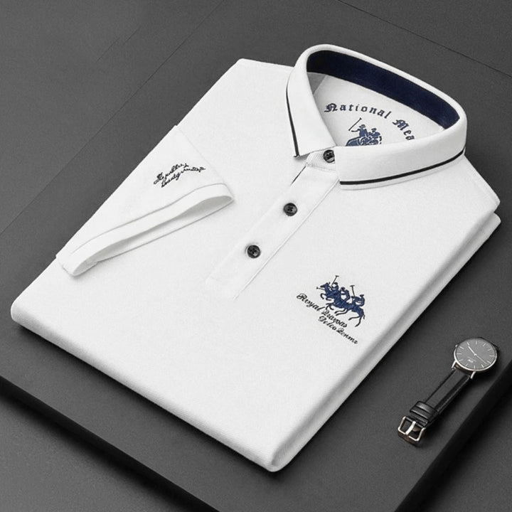 Magnus | Herre kortærmet poloshirt broderet slim-fit krave