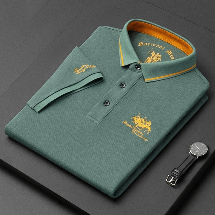 Magnus | Herre kortærmet poloshirt broderet slim-fit krave